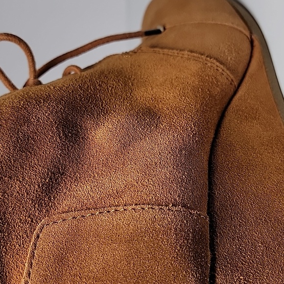 Toms Desert Bootie Ankle Boots Shoes Wedge Heels Suede Leather Lace-up Brown 9.5 - Picture 8 of 12